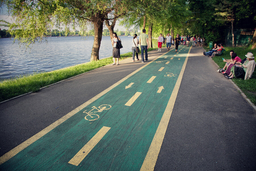 Dedicated bike lane in the city